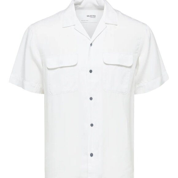 Selected Homme Bright White Short Sleeve Shirt - Picture 1 of 3